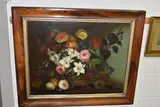 A still life study of flowers and fruit by Edwin Steele, oil, offered Jun 2023