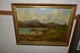 PRINT AND MAP, comprising W. Petch water landscape with grazing cattle and birds, by Oil Paintings, OIL, sold Jun 2023