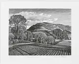 Hambledon Hill by Howard Phipps, Wood engraving, sold Jun 2023
