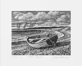 Chesil Beach by Howard Phipps, Wood engraving, sold Jun 2023