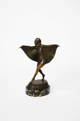 Bat Girl patinated bronze on domed base by Josef Lorenzl, bronze, sold Mar 2023