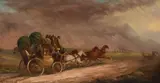 The Salisbury to London mail coach passing StonehengeSigned J C by John Maggs, Oil on canvas, sold Mar 2023