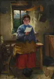 Reading the letterSigned and dated HKing/1862 (lower left)Oil on canvas24.6 x 16.8cm; 9¾ x 6½in by Haynes King, Oil on canvas, offered Mar 2023