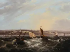 Fishing boats off Ryde by Frederick Calvert, Oil on canvas, sold Mar 2023