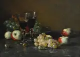Still life with apples by Victor Lecomte, Oil on canvas, sold Mar 2023
