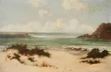 Coastal landscape with gulls flying above the dunesSigned William by William Langley, Oil on canvas, sold Mar 2023