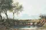 Cattle watering in a mountainous landscape by John Varley Ows, Watercolour, sold Mar 2023