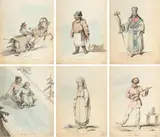 An album containing 41 sketches of French and Russian by Robert Ker Porter, Watercolour, and pen and black ink, sold Mar 2023