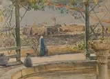 View of the Church of the Nativity by John Fulleylove, Pencil and watercolour, sold Mar 2023