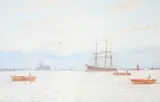 On the Medway near Gillingham by George Stanfield Walters, Pencil and watercolour, offered Mar 2023