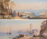View of the Bay of Naples by Thomas Charles Leeson Rowbotham Nws, watercolour, sold Mar 2023