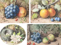 Still life with an apple by William B. Hough, watercolour, sold Mar 2023