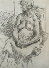 Figure seated by Duncan Grant, charcoal, sold Dec 2014
