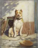 The guard dog by Percy Harland Fisher, oil on card, offered Dec 2014