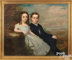 portrait of the Lansing twins of Troy by Joseph Whiting Stock, oil on canvas, sold Sep 2024