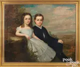 portrait of the Lansing twins of Troy by Joseph Whiting Stock, oil on canvas, sold Sep 2024