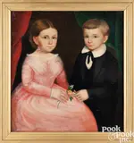 portrait of Warren and Julia Bassett by Jonas Welch Holman, oil on canvas, sold Sep 2024