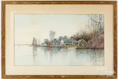 coastal scene by Samuel Chaffee, watercolor, sold Jul 2024