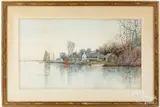 coastal scene by Samuel Chaffee, watercolor, sold Jul 2024