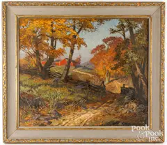 autumn landscape by Albert Sheldon Pennoyer, oil on canvas, sold Jul 2024