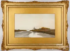 coastal scene by Samuel Chaffee, watercolor, sold Jul 2024