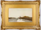 coastal scene by Samuel Chaffee, watercolor, sold Jul 2024