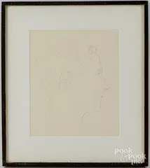 profile portrait of Willy Eisenhart by Neil Jenney, graphite, sold Jul 2024