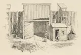 ATTRIBUTED, ILLUSTRATION SKETCH OF ANDERSONVILLE PRISON, GEORGIA by Isaac Walton Taber, pen and ink on board, sold Aug 2025