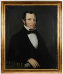 ATTRIBUTED, FOLK ART PORTRAIT OF A MAN by Ammi Phillips, oil on canvas, sold Aug 2025