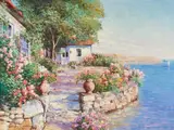 House By Sea by Charles Zhan, oil on canvas (unstretched), sold Sep 2020