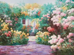 House With Garden by Charles Zhan, oil on canvas (unstretched), sold Sep 2020