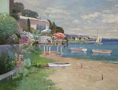 Sail Away Summer's Day by Ming Feng, oil on canvas (unstretched), sold Sep 2020