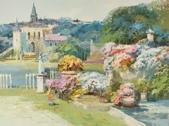 Angel's Garden by Ming Feng, oil on canvas (unstretched), sold Sep 2020