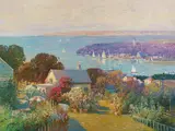 Morning Sail by the Lighthouse by Ming Feng, oil on canvas (unstretched), sold Sep 2020