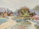 Water's Edge by Ming Feng, oil on canvas (unstretched), sold Sep 2020