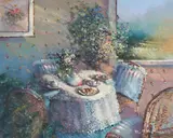 Summer View by Paul Mathenia, oil on canvas (unstretched), sold Sep 2020