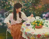 Lemonade by Manfred Sommer, oil on canvas (unstretched), sold Sep 2020