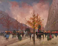 Paris lights by Henri Schaeffer, oil on canvas (unstretched), sold Sep 2020