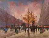 Paris lights by Henri Schaeffer, oil on canvas (unstretched), sold Sep 2020