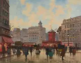 Moulin Rouge by Henri Schaeffer, oil on canvas (unstretched), sold Sep 2020