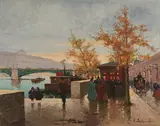 Left bank by Henri Schaeffer, oil on canvas (unstretched), sold Sep 2020