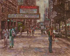 Restaurant Blackhawk by Wendell Hall, oil on canvas (unstretched), sold Sep 2020