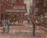 Restaurant Blackhawk by Wendell Hall, oil on canvas (unstretched), sold Sep 2020
