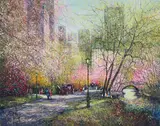 New York Promenade at Central Park by Guy Dessapt, oil on canvas (unstretched), sold Sep 2020