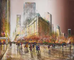 New York City by Guy Dessapt, oil on canvas (unstretched), sold Sep 2020