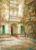 Cloister Courtyard by Pierre Latour, oil on canvas (unstretched), sold Sep 2020