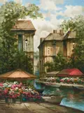 Flower Market Along The Canal by Pierre Latour, oil on canvas (unstretched), sold Sep 2020