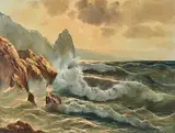 Seascape by Guido Odierna, oil on canvas (unstretched), sold Sep 2020