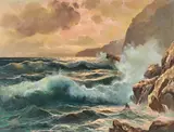 Seascape by Guido Odierna, oil on canvas (unstretched), sold Sep 2020