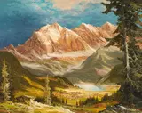 Mountains by Heinz Münnich, oil on canvas (unstretched), sold Sep 2020
